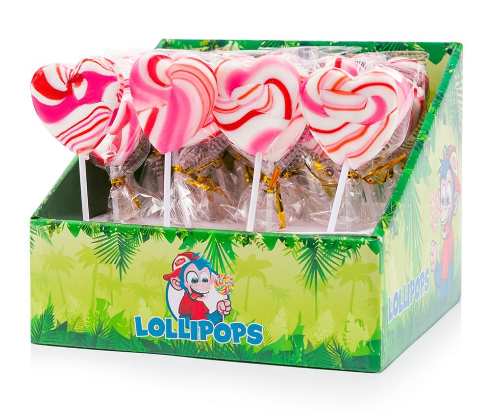 Hartjes lolly groot Wit met rode lijntjes